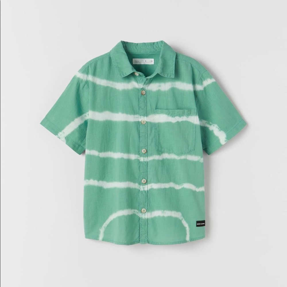 NWT Zara 7Y tie-dye green shirt